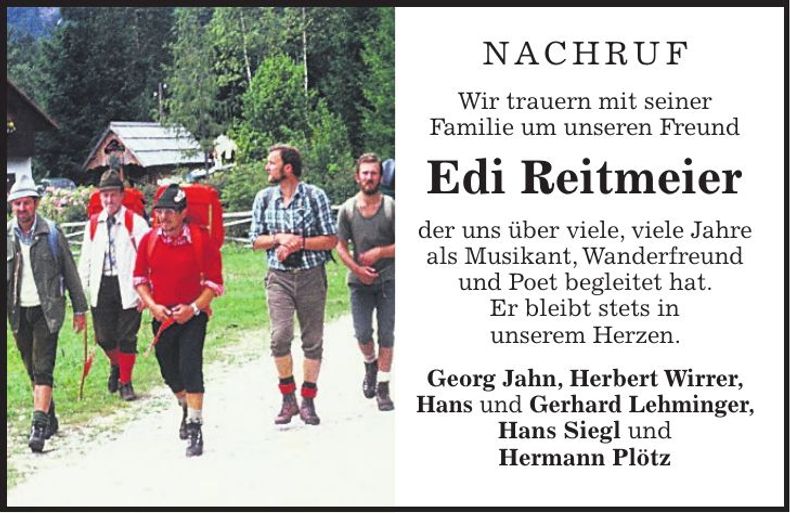 Traueranzeige Edi Reitmeier