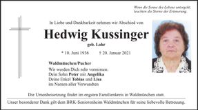 Traueranzeige Hedwig Kussinger