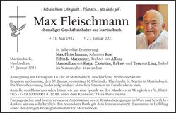 Traueranzeige Max Fleischmann