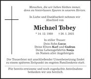 Traueranzeige Michael Tobey