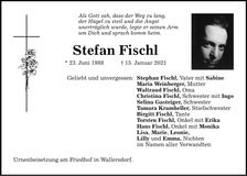 Traueranzeige Stefan Fischl