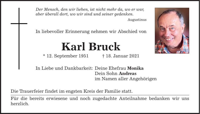 Traueranzeige Karl Bruck
