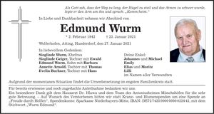 Traueranzeige Edmund Wurm