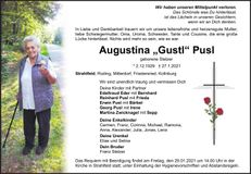Traueranzeige Augustina Pusl