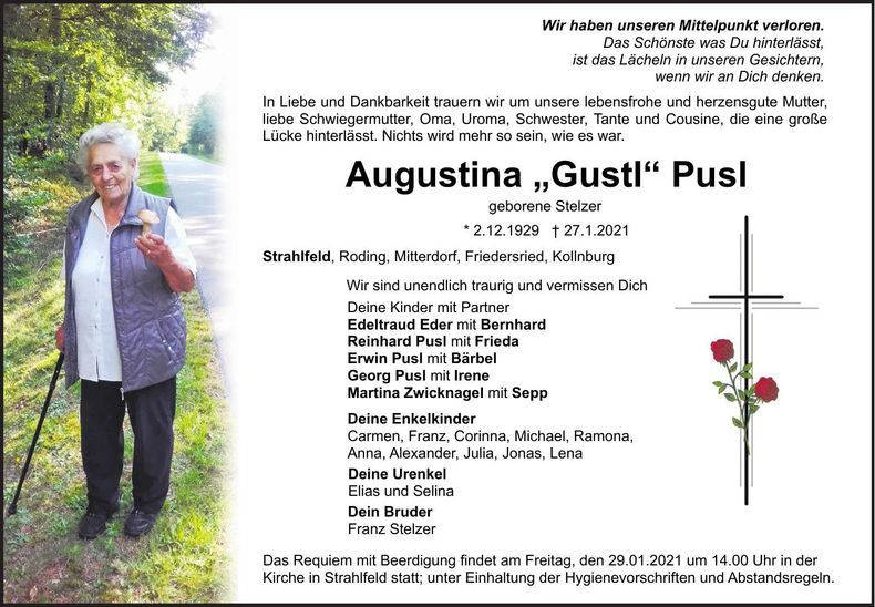 Traueranzeige Augustina Pusl