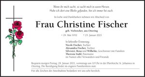 Traueranzeige Christine Fischer