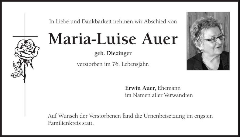 Traueranzeige Maria-Luise Auer