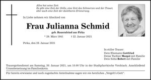 Traueranzeige Julianna Schmid