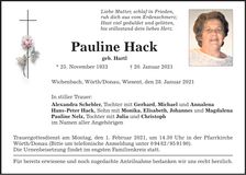 Traueranzeige Pauline Hack