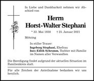 Traueranzeige Horst-Walter Stephani
