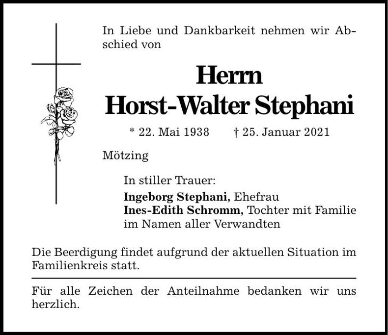 Traueranzeige Horst-Walter Stephani