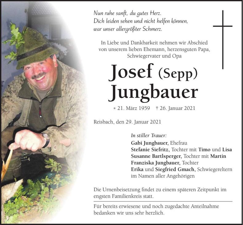 Traueranzeige Josef Jungbauer
