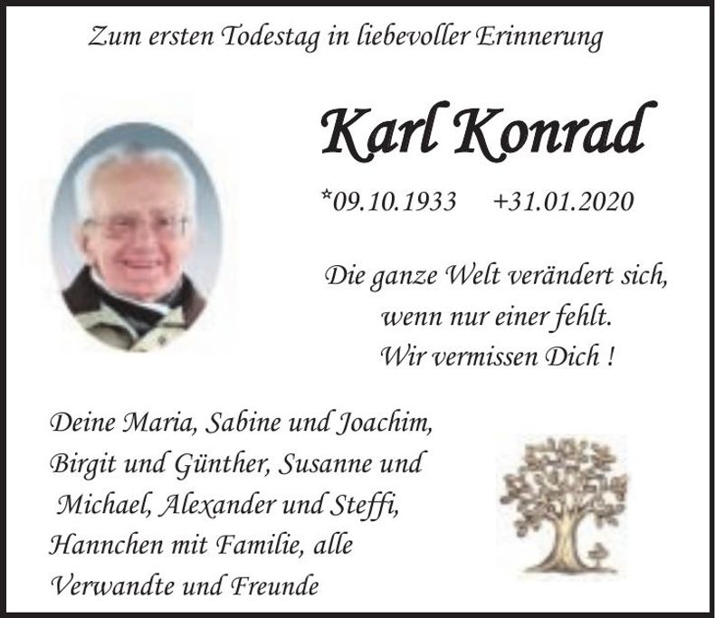 Traueranzeige Karl Konrad