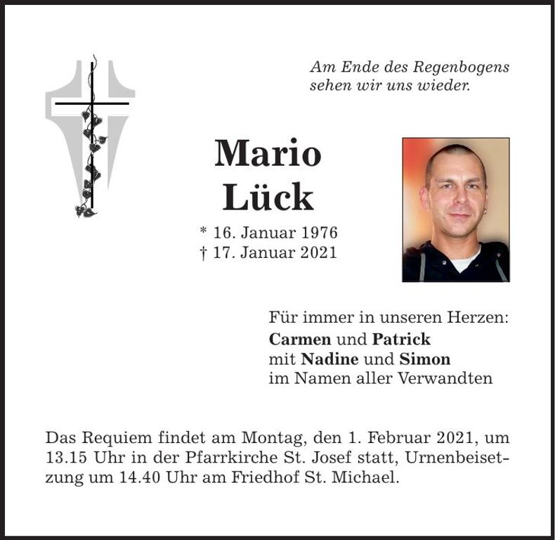 Traueranzeige Mario Lück