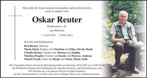 Traueranzeige Oskar Reuter