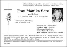 Traueranzeige Monika Sötz