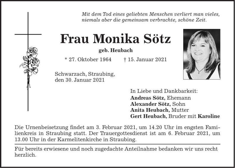 Traueranzeige Monika Sötz