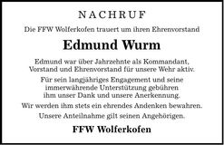 Traueranzeige Edmund Wurm