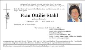 Traueranzeige Ottilie Stahl