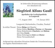 Traueranzeige Siegfried Alfons Gaull