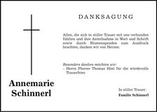 Traueranzeige Annemarie Schinnerl