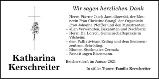 Traueranzeige Katharina Kerschreiter