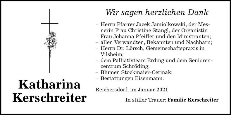 Traueranzeige Katharina Kerschreiter