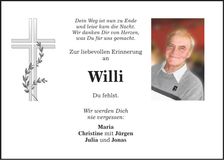 Traueranzeige Willi Hastreiter