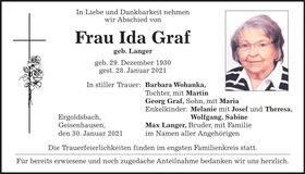 Traueranzeige Ida Graf