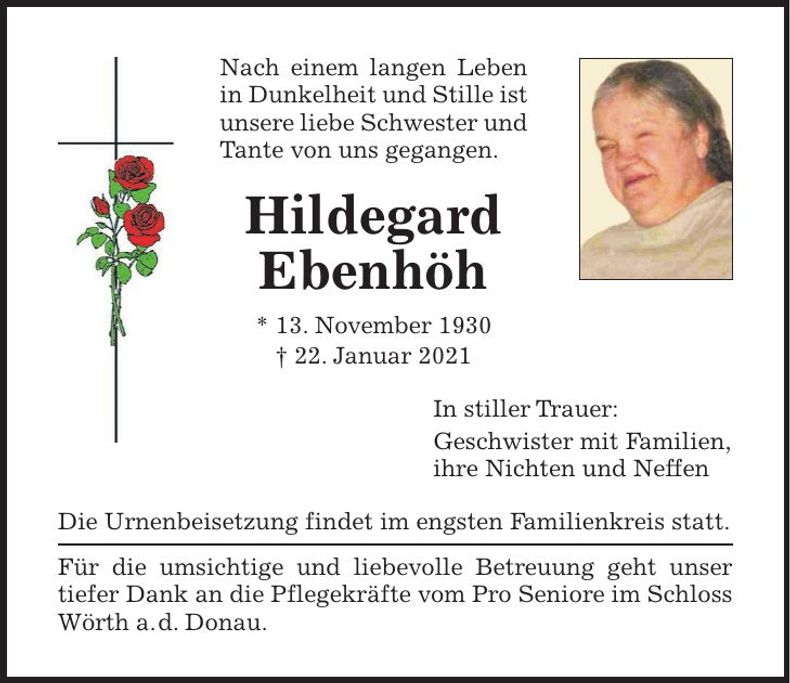 Traueranzeige Hildegard Ebenhöh