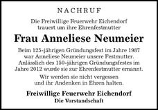 Traueranzeige Anneliese Neumeier