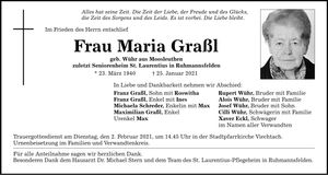 Traueranzeige Maria Graßl