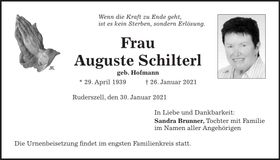 Traueranzeige Auguste Schilterl