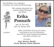 Traueranzeige Erika Ponnath