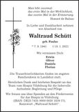 Traueranzeige Waltraud Schütt