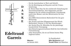 Traueranzeige Edeltraud Garreis