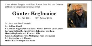 Traueranzeige Günter Keglmaier