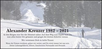 Traueranzeige Alexander Kreuzer