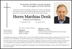 Traueranzeige Matthias Denk