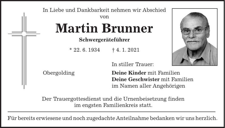 Traueranzeige Martin Brunner