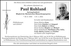Traueranzeige Paul Ruhland