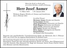 Traueranzeige Josef Aumer