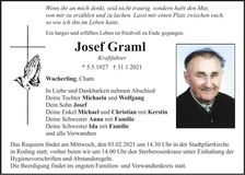Traueranzeige Josef Graml