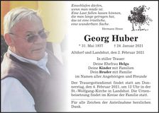 Traueranzeige Georg Huber