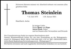 Traueranzeige Thomas Steinlein