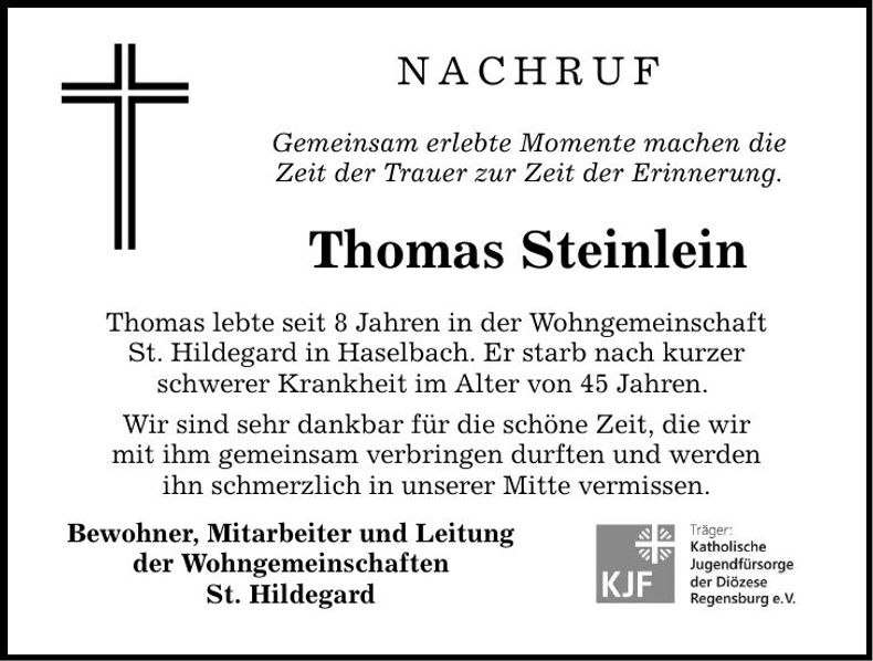 Traueranzeige Thomas Steinlein