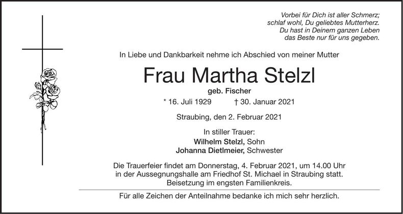 Traueranzeige Martha Stelzl