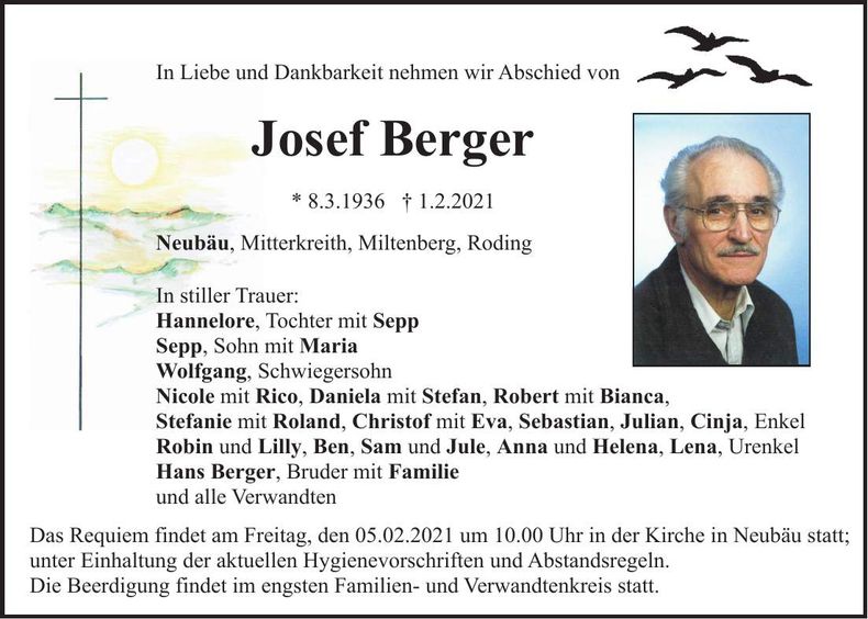 Traueranzeige Josef Berger