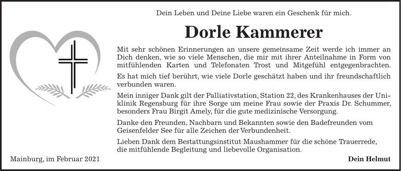 Traueranzeige Dorle Kammerer