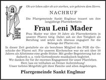 Traueranzeige Mader Leni